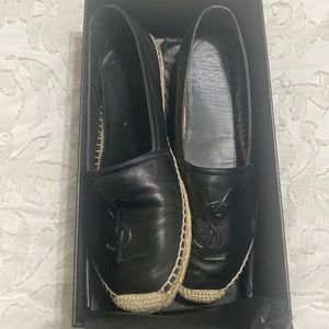 YSL black leather espadrilles